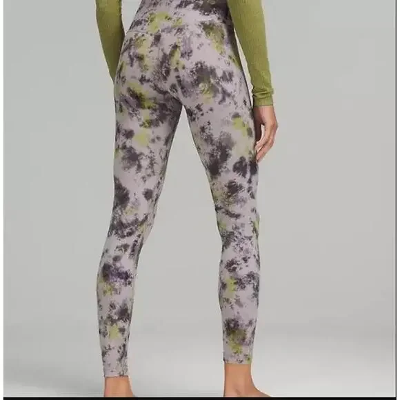 #2L -Lululemon Align High-Rise Pant 28" Size 12 Radial Tie Dye Mauve Grey Multi - Picture 2 of 3